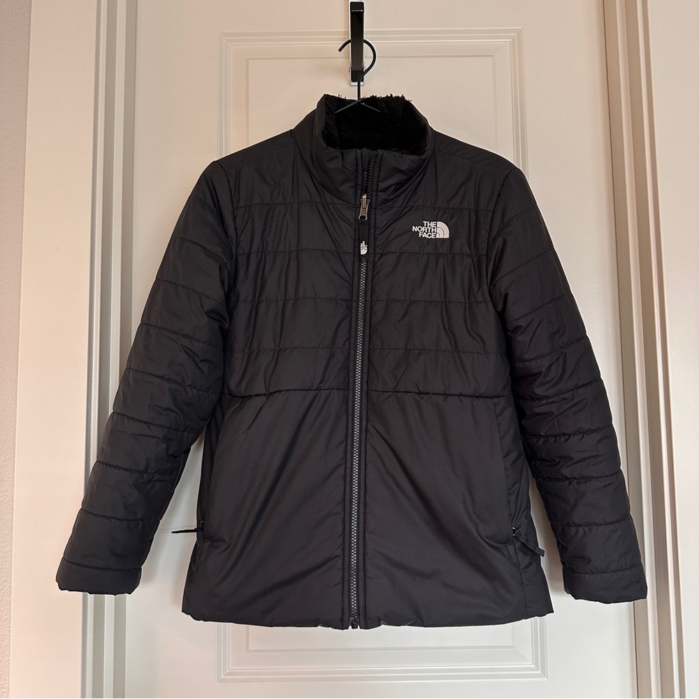 The North Face Girls Large Reversible Mossbud Swirl Jacket Black
